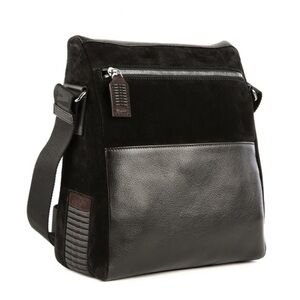 Salvatore Ferragamo Black Leather and Suede Messenger Bag